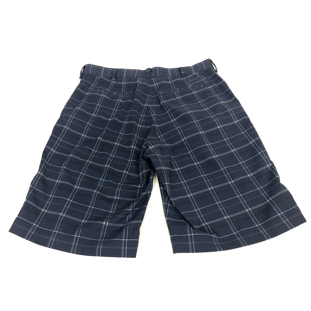 Nike Golf Men's Chino Golf Shorts 34 Plaid Blue FIT DRY Stretch